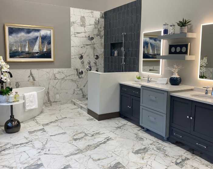 Bathroom display at B&B Carpet One Kiba Studios