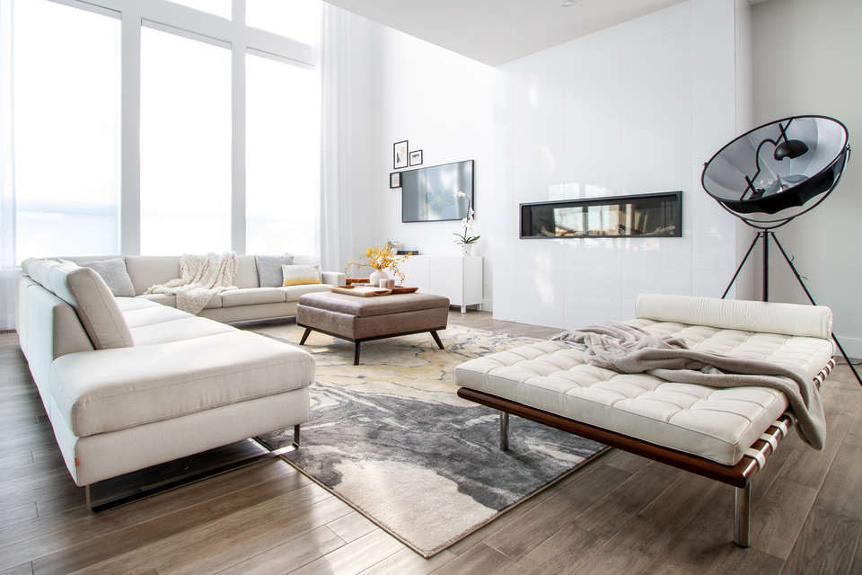 Louis Duncan-He minimalist living room design with fireplace